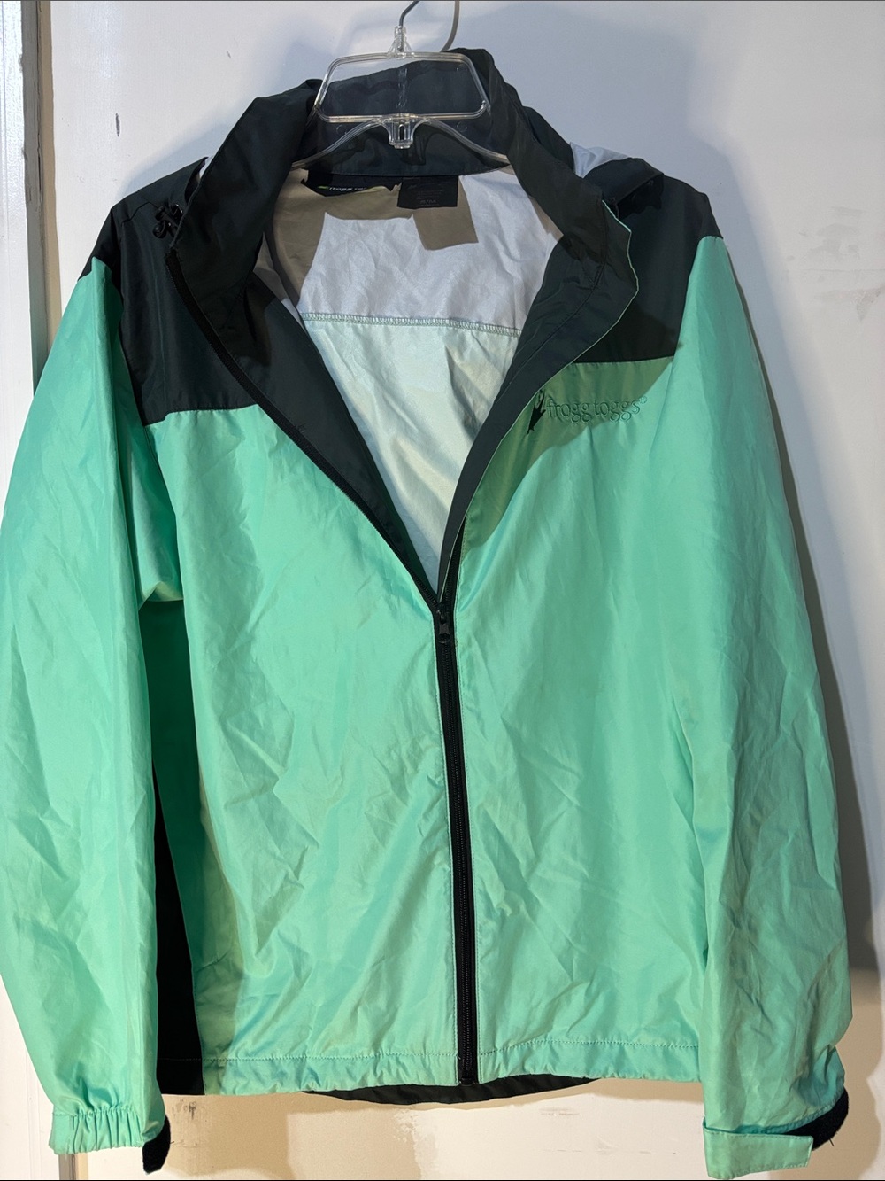 Frogg Toggs Hooded Rain Jacket Waterproof Mint Green Black Size S/M